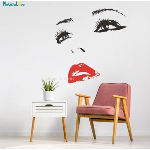 Woman Face Black Wall Vinyl Sticker Salon Girl Happy Eye Window Beauty Art Decal Pretty Removable Sexy Head Silhouette YT1586