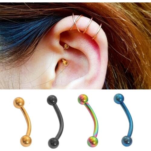 1Pcs Stainless Steel Curved Eyebrow Nose Lip Earrings Nipple Piercings Punk Unisex Body Piercing Septum