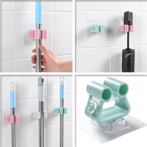 1PC Wall Mounted Mop Strong Home Bathroom Hooks Holder Brush Broom Hanger Storage Rack Bathroom Holder Shower Hooks
