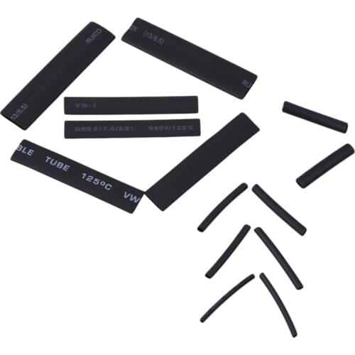 127pcs Black 7 Sizes Assorted Bagged Flame-Retardant Heat Shrinkable Tube Combination Sets Car Accessories