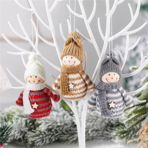 30 Pcs Christmas Tree Decorations Knitted Doll Snowman Hanging Ornaments Holiday Indoor Party Favor Seasonal Decor Wholesale X2