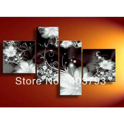 4pc NEW modern Wall Art Oil Painting On Canvas Symphony Of Flowers r for living room no frame free shipping