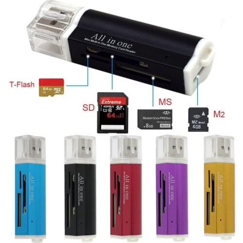 4 In 1 Micro USB 2.0 Memory Card Reader Adapter for Micro SD SDHC TF M2 MMC MS PRO DUO