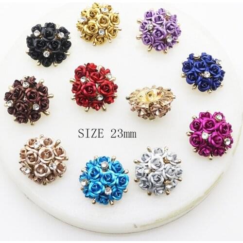 5 Pcs/Lot 23 mm Alloy Flower Rhinestone Sewing Buttons DIY Gold-Plated Clothing, Hair Accessories Auxiliary Manual Materials