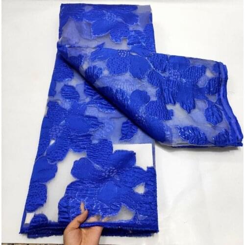 5Yards Blue High Quality Jacquard Brocade Lace Fabric French Organza Material Nigerian Tissu Dentelle Sewing Teals Costura DJO12
