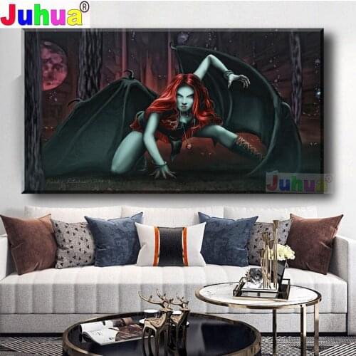 5D DIY Diamond Painting Gothic Bat Wampire Woman Picture Of Rhinestones Diamond Embroidery Round drill Portrait Girl Gift