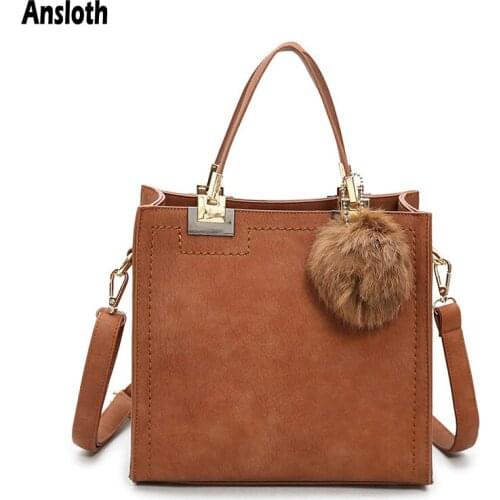 Ansloth Retro Handbags For Women 2021 Designer Luxury PU Leather Shoulder Bags Solid Color Bags New Matte Totes Bags Lady HPS976
