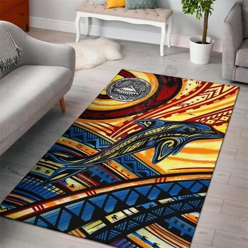 American Samoa Area Rug Dolphin Surfin Anti-slip Rug Carpet Home Decoration Living Flannel Bedroom Non-slip Floor Rug
