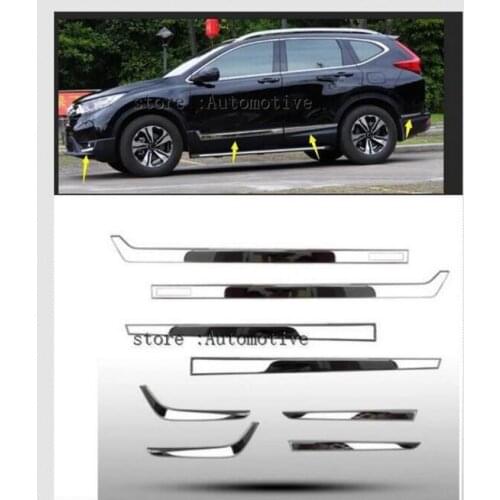 STAINLESS STEEL SIDE DOOR BODY MOLDING TRIM COVER LINE GARNISH STICKER ACCESSORIES 8PCS/SET FOR HONDA CRV CR-V 2017 2018 2019