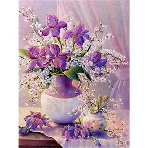 Flowers Vase DIY Embroidery 11CT Cross Stitch Kits Craft Needlework Set Cotton Thread Printed Canvas Home Decoration Sell