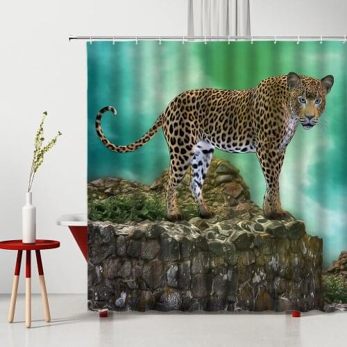 Wild Animal Leopard Shower Curtain 100% Waterproof Polyester Fabric Bathroom Household Items Anti-Mold Bathroom Curtains