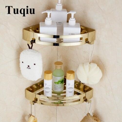 Bathroom Shelf Double Tier Stainless Steel 304 Multi-functional Sturdy Corner Shelf Modern Wall Shelf Bathroom Rack Accessories