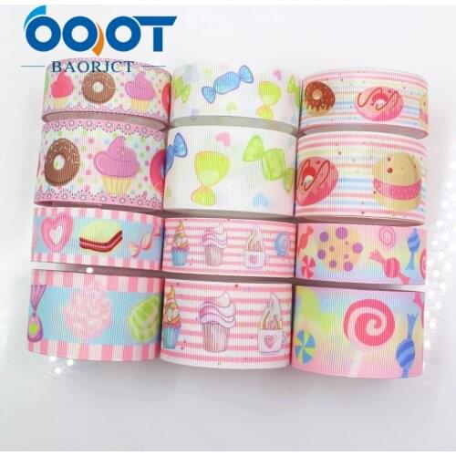 I-191007-2382,25/38mm 10yards,cake,candy Printed grosgrain ribbon,DIY handmade accessories,wedding birthday party gift packagin