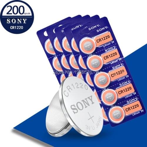 Hot sale SONY 200pc original cr1220 cr 1220 3v button battery DL1220 BR1220 ECR1220 LM1220 KCR1220 KL1220 big promotion