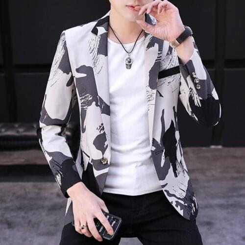2021 Mens Camouflage West Printing Clothes Autumn Slim Fashion Casual Handsome Thin blazer