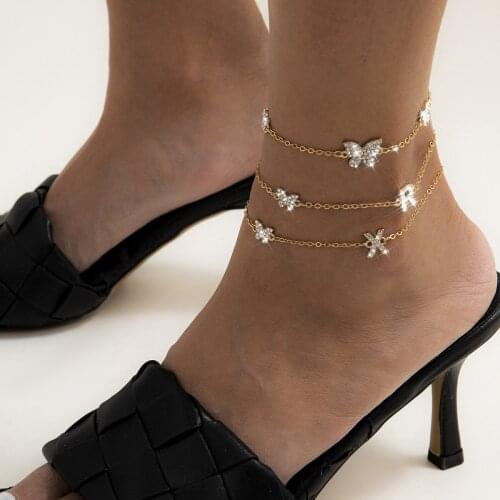 Dainty Layered Gold Unique Butterfly & Initial Letter Charm Anklet Set Beach Jewery Butterfly Anklet Bracelet Friendship Gift