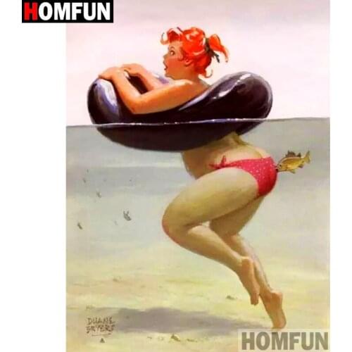 HOMFUN Full Square/Round Drill 5D DIY Diamond Painting "Fat woman" Embroidery Cross Stitch 3D Home Decor Gift A15353