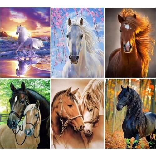 PDMDOG Rhinestone Painting Crystal Decor Diy Diamond Painting "Animal horse landscap" 3D Cross Stitch Pattern Diamond Embroidery