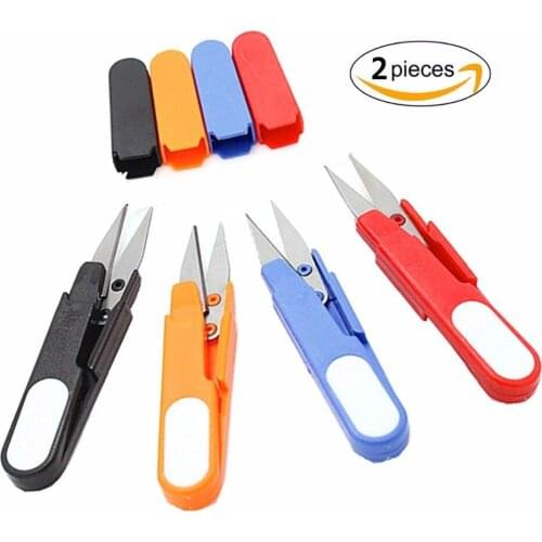 2Pc Multicolor Sewing Scissors U Shape Zigzag Scissors Sewing Embroidery Thrum Yarn Shears Metal Scissors for Needlework Fabric