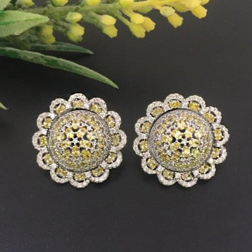 Lanyika Jewelry colours zircon Sunflower Earrings Full Micro inlay Micro Plated Banquet Popular Best Gift