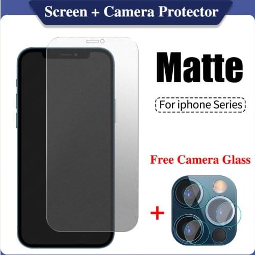 Frosted Matte Tempered Glass for Apple Iphone 6 6s 7 8 Plus 11 12 X XS XR Pro Max SE 2020 Screen Protection of Camera Glass