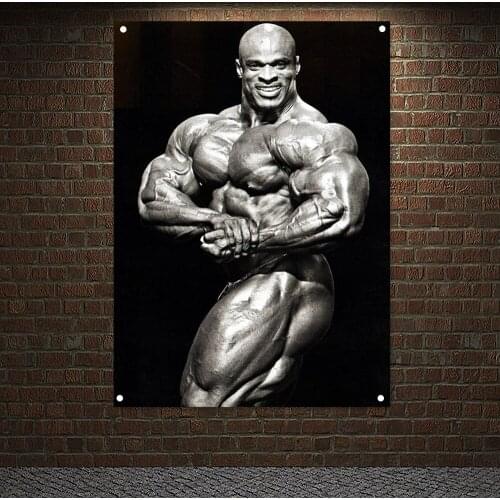 Man Muscular Body Inspirational Poster Tapestry Gym Decor Exercise Banner Wall Art Canvas Painting 4 Grommets Wall Stickers Flag