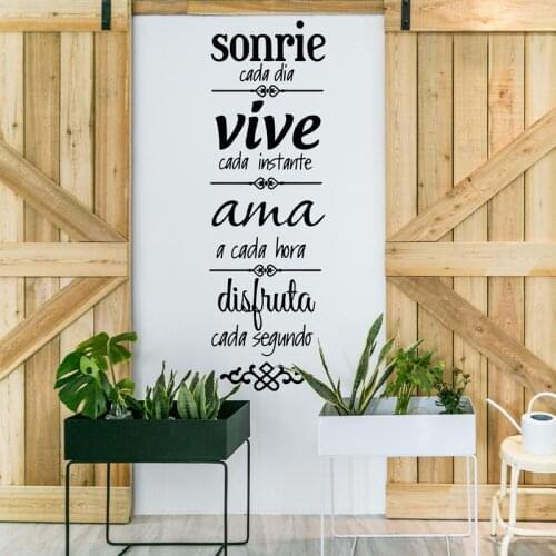 Vinyl Decal Sonrie Letters in Spanish Wall Stickers Removable PVC Stickers Home Decor Decals Art Mural for Living Room Bedroom