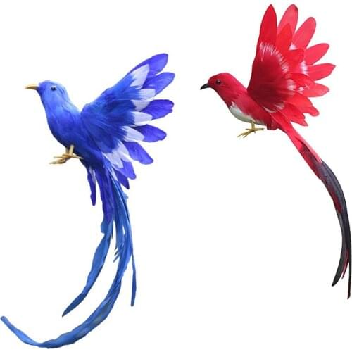 New Artificial Bird Feathers Plastic Figurine Landscape Ornament Garden Decor Christmas DIY Halloween, 28 * 5 * 3cm