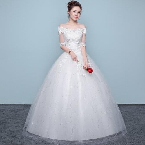 New Luxury Wedding Dress Brides Lace Up Ball Gowns Dress Half Sleeve Princess Wedding dresses