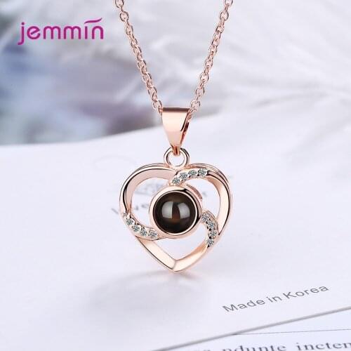 Cute Heart Crystal Statement Necklace For Women Girls 925 Sterling Silver Fashion Jewelry Valentines Day Gift