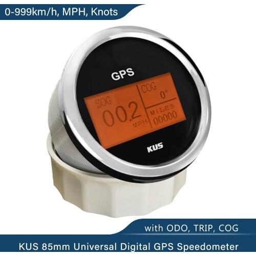 New KUS Boat GPS Speedometer Digital LCD Speed Gauge SOG COG Knots Compass with GPS Antenna 85mm Marine Truck Car Motorcycle