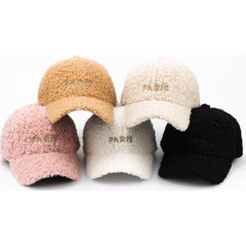 CNTANG 2021 Autumn Winter Baseball Cap For Women PARIS Letter Hip Hop Caps Female Warm Fashion Faux Mohair Velvet Hat Snapback