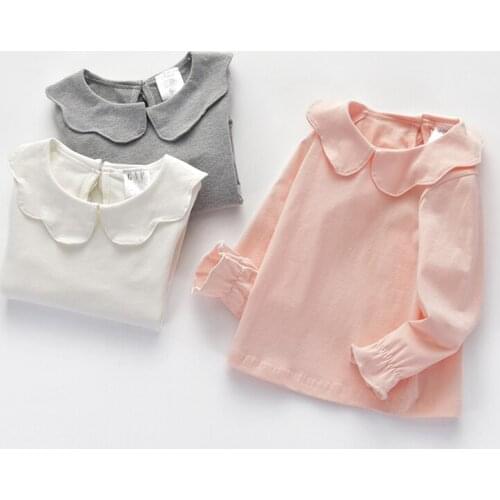0-7y infants clothes baby girls long sleeve t-shirts peter pan collar cotton casual little children clothing top Ropa de nina