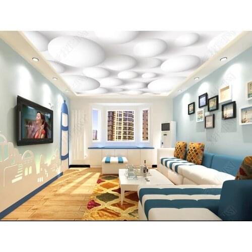 1803 3D Milk White Goose Egg Circle Whirling Printing stretch ceiling film for workshop ceiling decoration