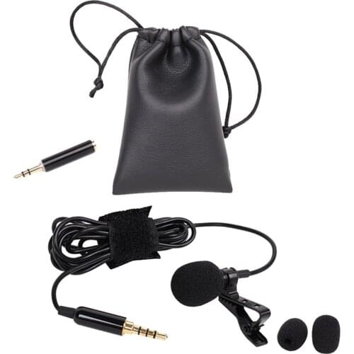 Mini Pro Professional Lavalier Microphone with 3 Windscreen Muff Condenser Lapel Clip-On Mic for DSLR Camera Audio Recorders PC