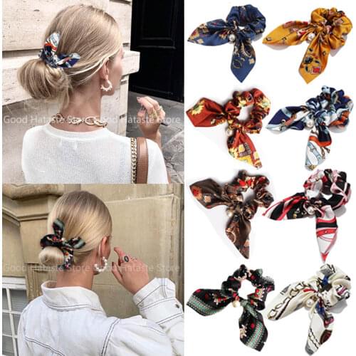 New Chiffon Bowknot Elastic Headband for Women Girls Scrunchies Women Headband Hair Ties Lady Ponytail Holder Hair Accessorie