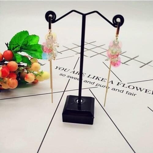 ROSE LIFE Fashion Colorful Transparent Sequined Earrings Long Fringe Stud Earrings Crystal Statement Earrings