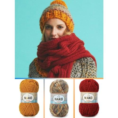 Wool Hand Knitted Yarn - 22 Color Options - 35 Meters(100gr) - Knitting Yarn Ball - Nako Lora - Premium Acrylic - Cardigans - Scarf - Beanie - Hobby - Sweater - Shawl - Vest - Blanket - Accessory - DIY