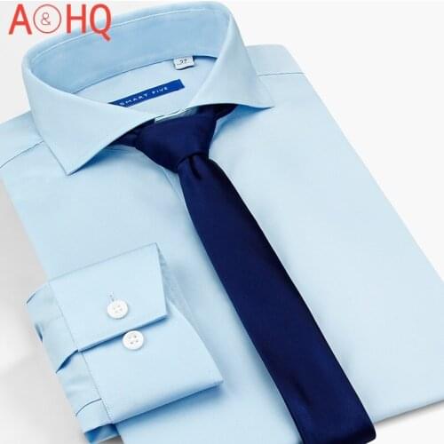 Smart five dress shirt men regular fit Solid Wedding Business White Blue camiseta hombre Long Sleeve Mens White Shirt Summer