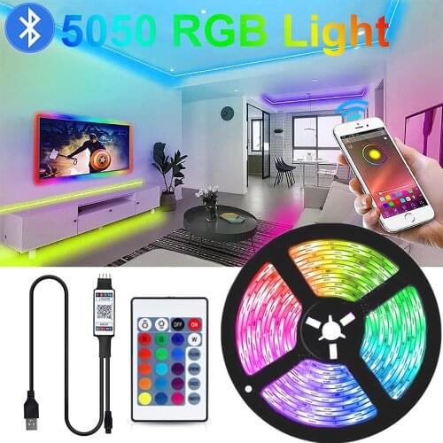 2/4/5M Bluetooth USB Led Strip Light RGB 5050 SMD Led Lamp For TikTok Wall Party Room Bar TV Backlight With APP/Remote Control
