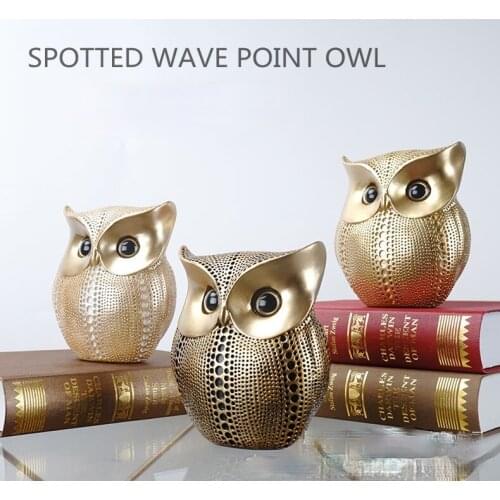 Nordic Wave Point Owl Gold Resin Ornaments Home Soft Office Decorations Creative Crafts Figurine Desk Living Room Decoration