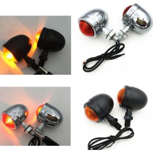 1 Pair Universal Motorcycle AMBER & Black Mini Bullet LED Turn Signals Brake Running Lights Turn Signals Indicators Hot