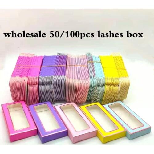 Eyelashes Packaging Box Wholesale Bulk Custom Logo Empty Paper Package Case Mink Lashes New 50/100pcs paper false eyelash Boxes