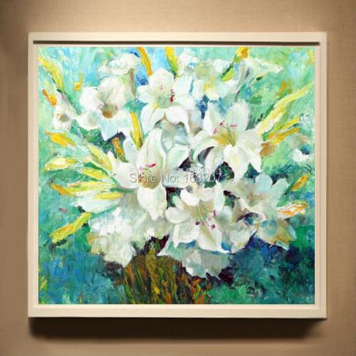 High Skills Artist Hand-painted White Lily Flower Oil Painting On Canvas Abstract Lily Flower Paintings For Wall Decoration