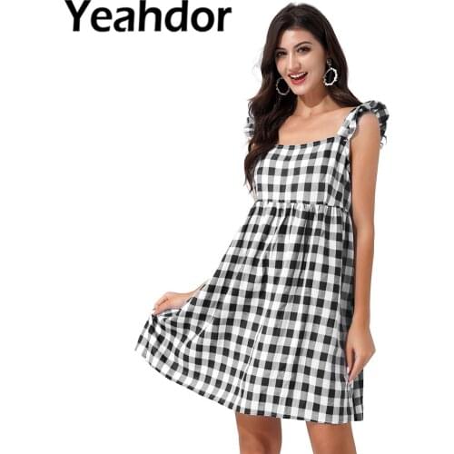 Модные платья в клетку Yeahdor China At AliExpress