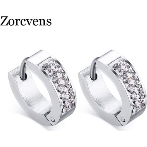 ZORCVENS New Stud Earring Women Earings Fashion Stainless Steel Crystal Earrings 2020