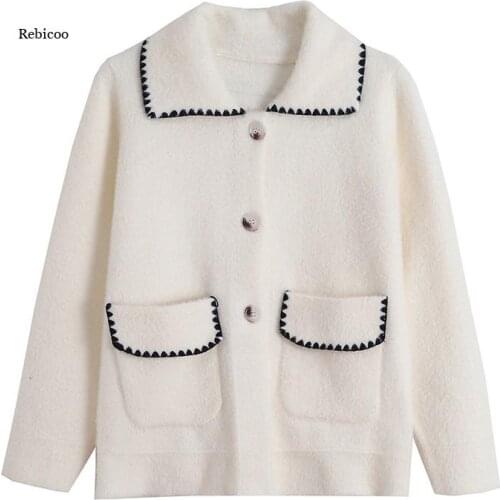 Vintage double pockets pink womens coat autumn turn down collar long sleeve warm coats female single breasted coats