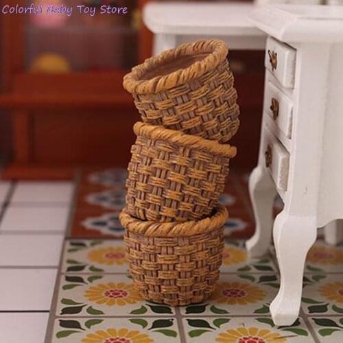 1/12 Mini Cute Dollhouse Rattan Frame Hand-woven Vegetable Food Storage Basket Dolls Miniature Decoration