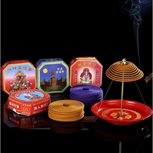 1 Gift Box 12 Hours and 10 Coils Per Box Natural Incense Home Fragrance Coil Incense Spice Antiseptic Refreshing Incense Holder