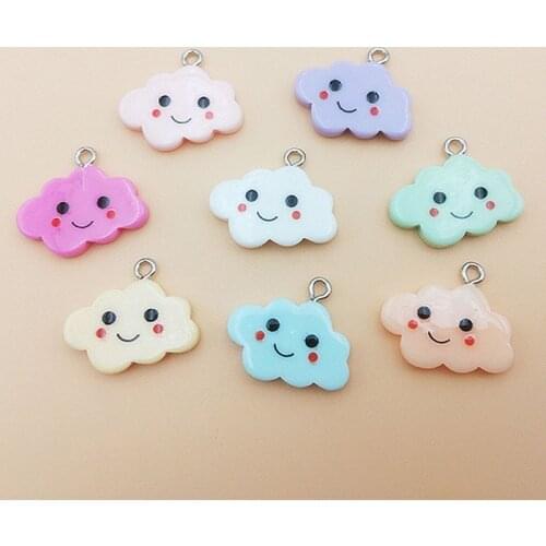 10pcs 1.9 * 2.3cm Multicolor Lovely Smile Cloud Resin Charms DIY Making Earrings Necklace Jewelry Accessories New Fashion